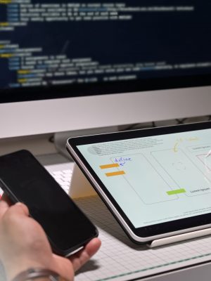 UX designerscreative sketch planning application process development prototype wireframe for mobile application